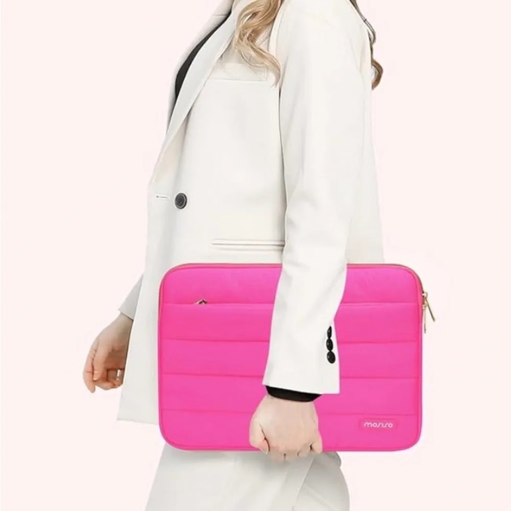 #14. Pink Puffy Tablet Laptop Sleeve Set 13.3”